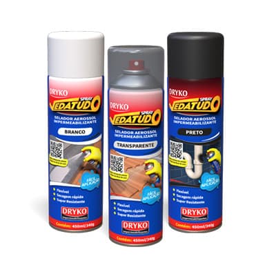 Borracha Liquida Spray Imperm.Dryko Vedatudo Preto 400ml/235g