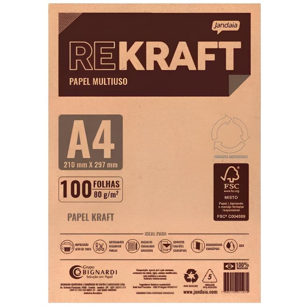 Papel Kraft Jandaia  A4 80g 100 Folhas