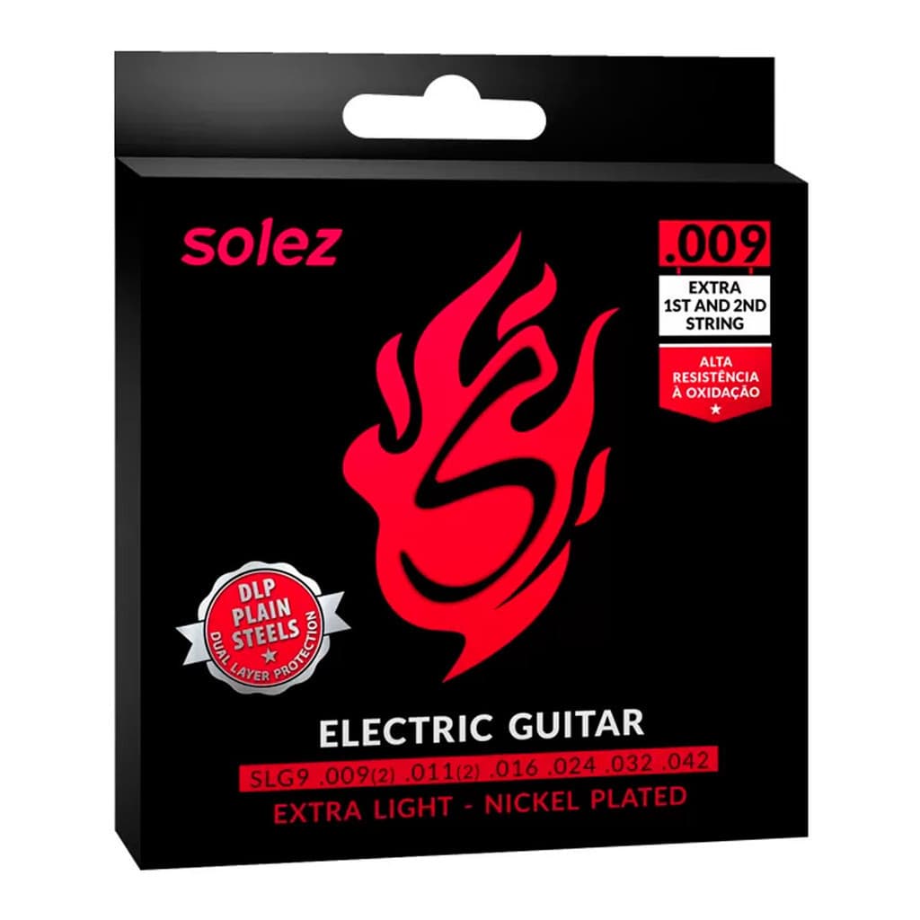 Encordoamento Solez 09/42 Slg9 Para Guitarra (Mí + Sí Extra)