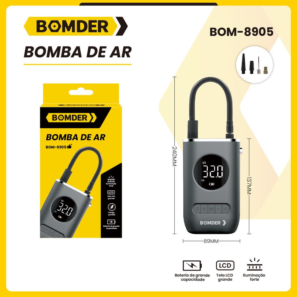 Mibee Compressor de ar portátil com inflador de pneu mini com bateria recarregável de 4000 mAh, bomba de pneu sem fio 150 PSI, luz de emergência LED, bomba de ar calibre de pressão para carro bicicleta motocicleta bola inflável
