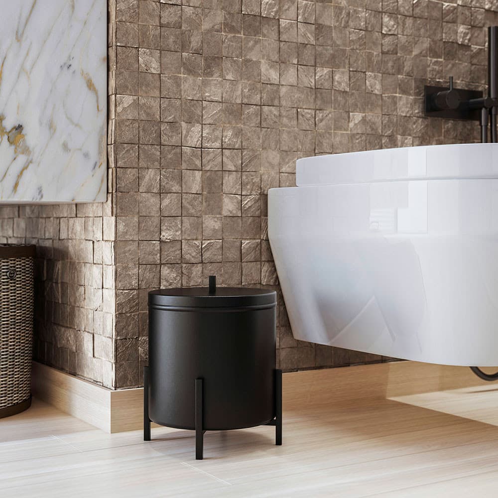 Lixeira de Banheiro Eleganza 6 Litros Metal Preto - Pallazio