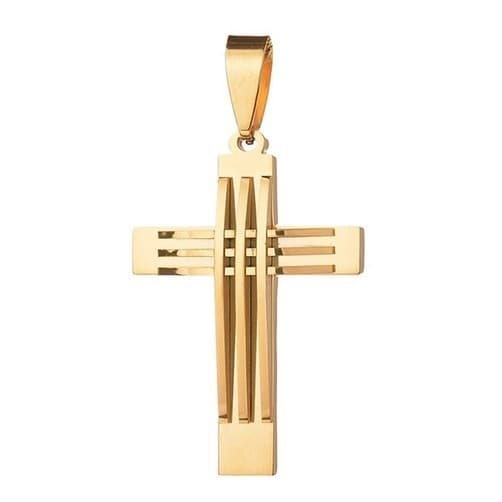 Pingente Masculino Crucifixo Detalhado Aço Inox Folheado REF:02DM