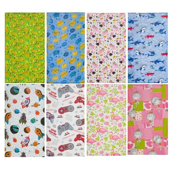 Kit 5pçs Toalha Infantil 100% Poliester 65x120cm 200Gr Estampas Sortidas