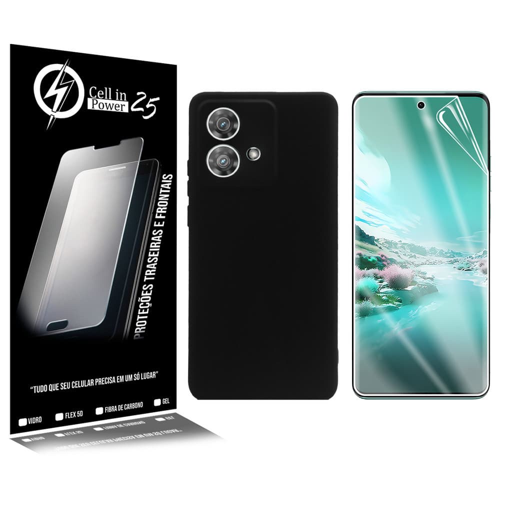 Capa Silicone Premium aveludada + Película De Hydrogel HD Para Moto Edge 40 Neo 5g Xt2307 6.55  - Cell In Power25