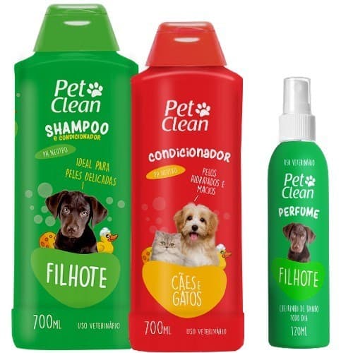 Kit Shampoo Filhotes + Condicionador + Perfume Caes E Gatos