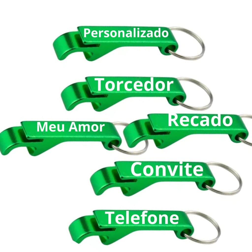 6 Chaveiros Personalizados a Laser Chaveiro Cor Verde com sua logo nome
