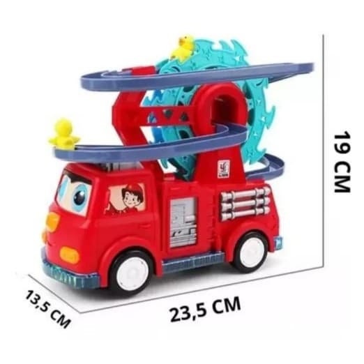 Brinquedo Caminhão Bombeiro Escorregador dos Patos Com Som e Luzes (A Pilha)