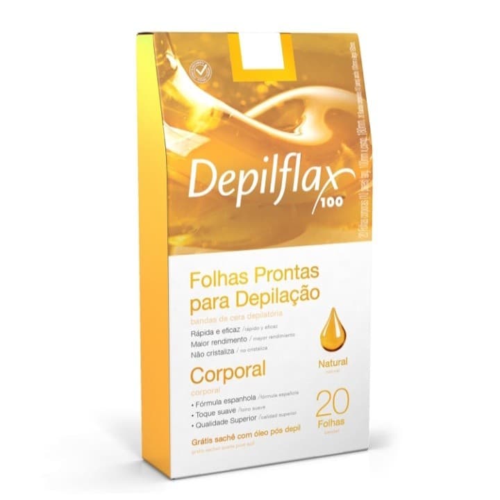 Cera Depilatória Fria em Folhas Depilflax Natural 20un Depilação Corporal Perna Virilha Axila Buço