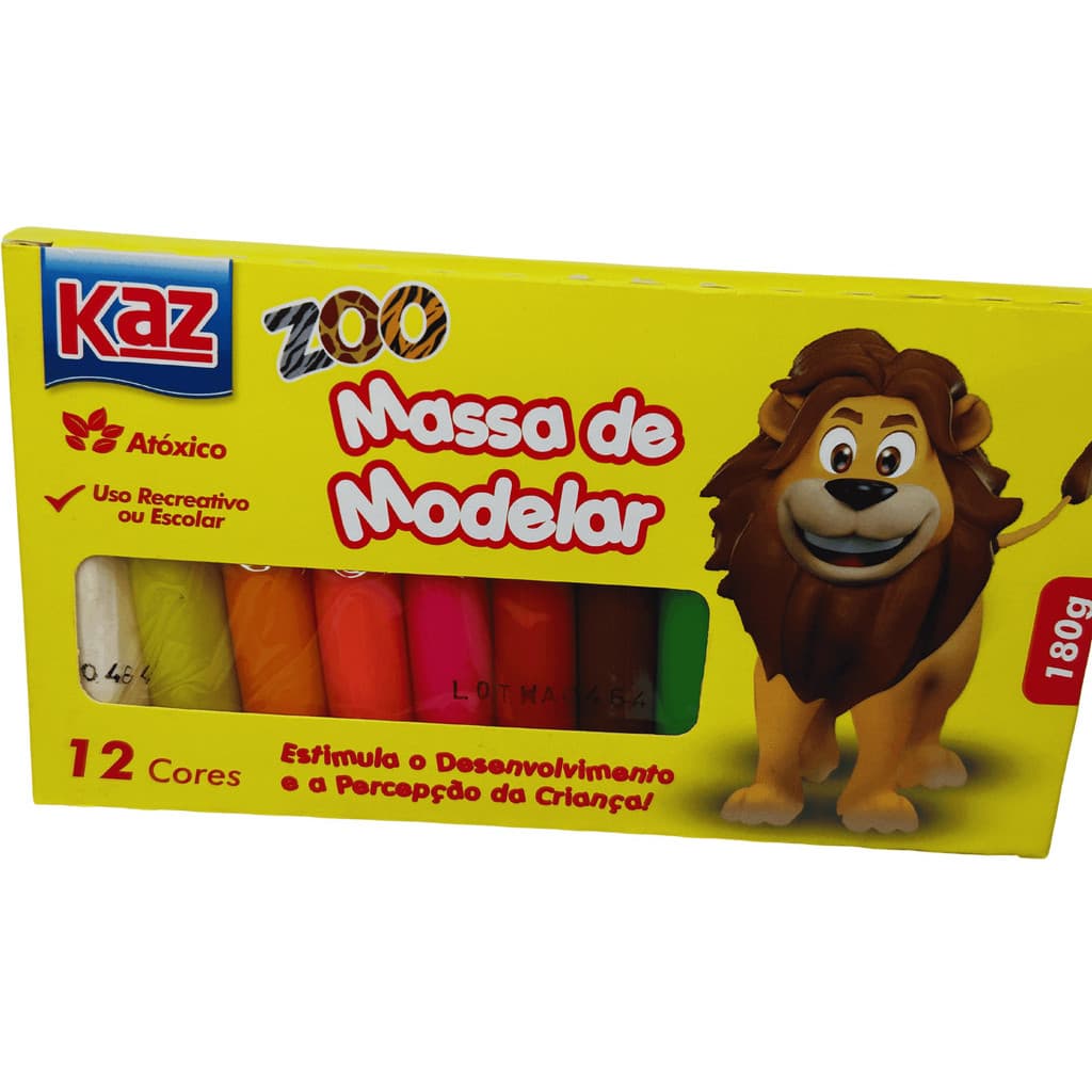 MASSA DE MODELAR 12 CORES 180G (AMIDO) KAZ ZOO