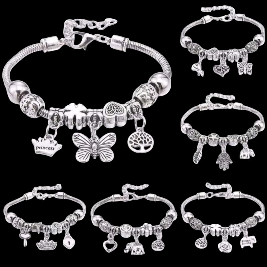 Pulseira de Prata com Berloques – Modelo Exclusivo e Fashion