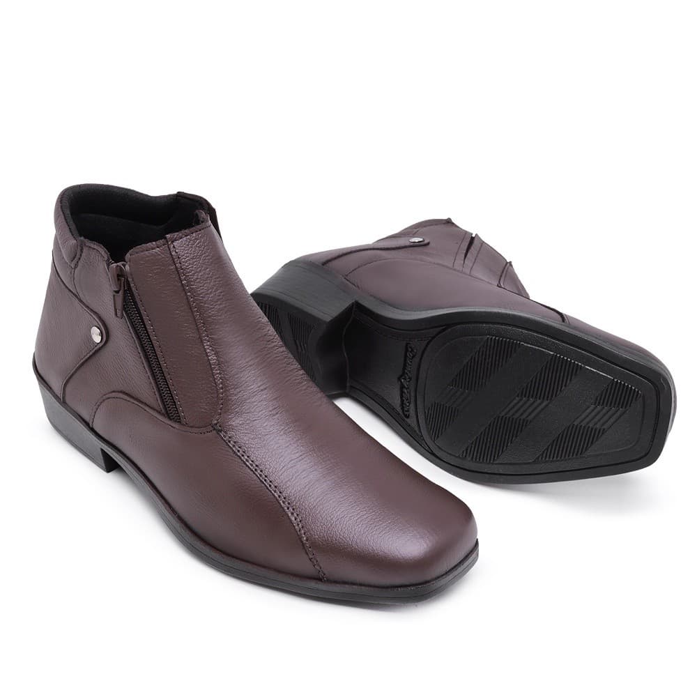 Bota Masculina Botina Couro Legítimo Social Country Sola Borracha 202