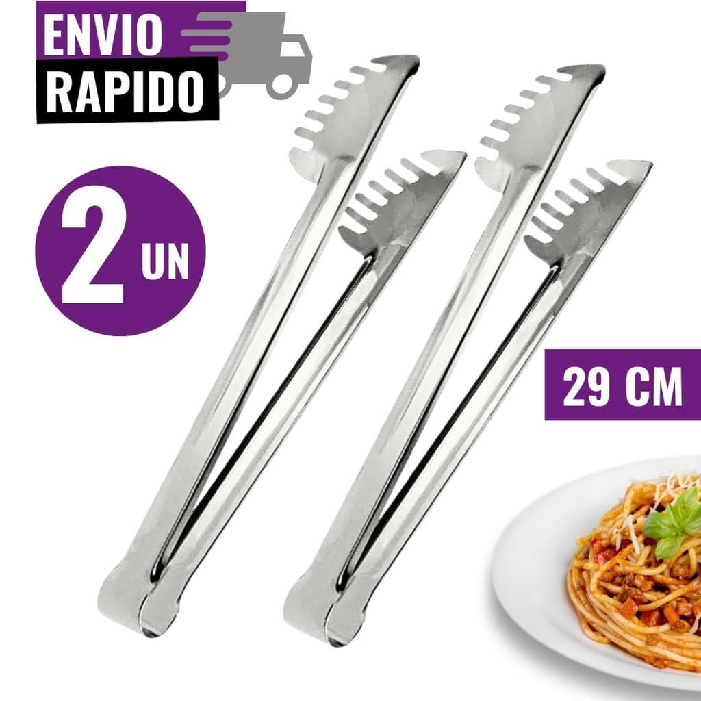 Kit 2 Pegador de Massa 29cm Macarrão Utensílios de Cozinha Aço Inox Multiuso Cozinha Buffet Restaurante