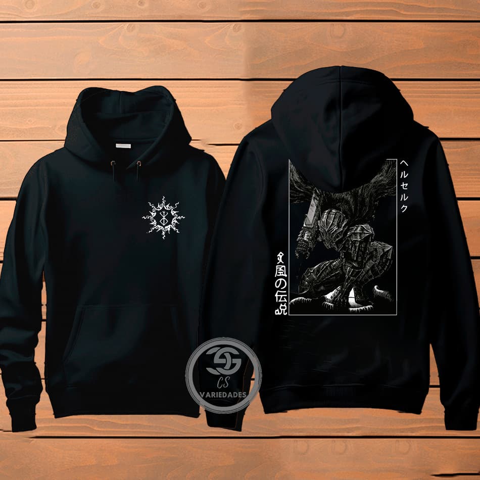 Moletom Berserk Marca do Sacrifício Estampa Frente e costas Com Capuz Flanelado Agasalho de Frio Infantil e Adulto