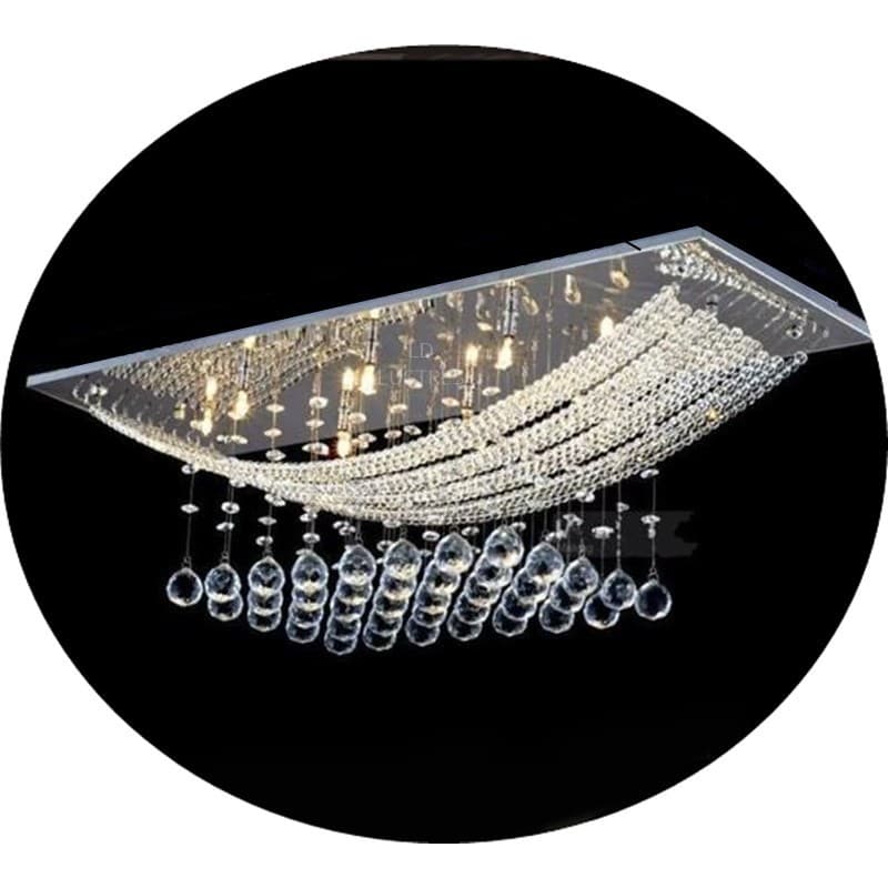 Luminaria De Cristal  Moderno Retangular Para Mesa De Jantar com cordão Rondelle Alto Brilho