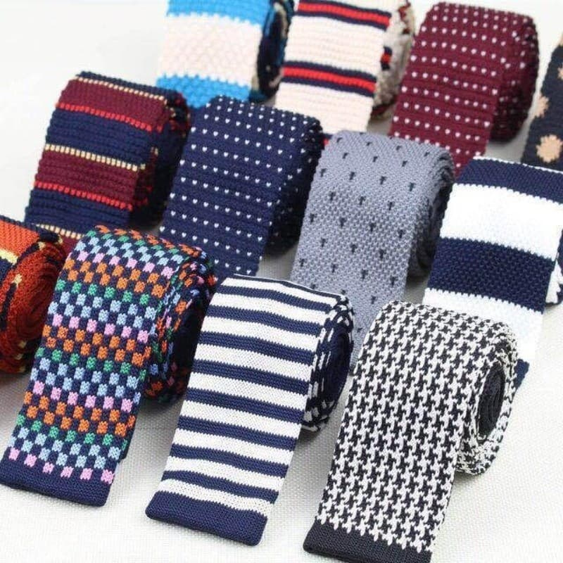 Gravata Listrada Casual De Malha Masculina Moda Apertada Estreita