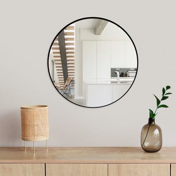 Espelho Redondo Com Borda Moldura e pendurador Couro Adnet Espelho de pendurar Decoração Provençal