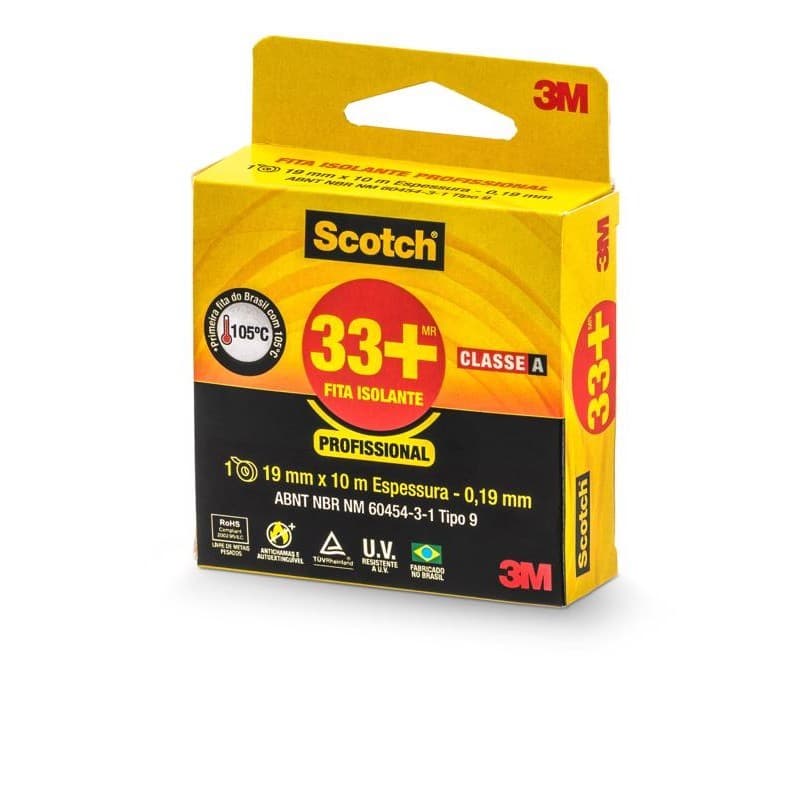 FITA ISOLANTE 3M SCOTCH 33+ 19MM X 10MT PROFISSIONAL