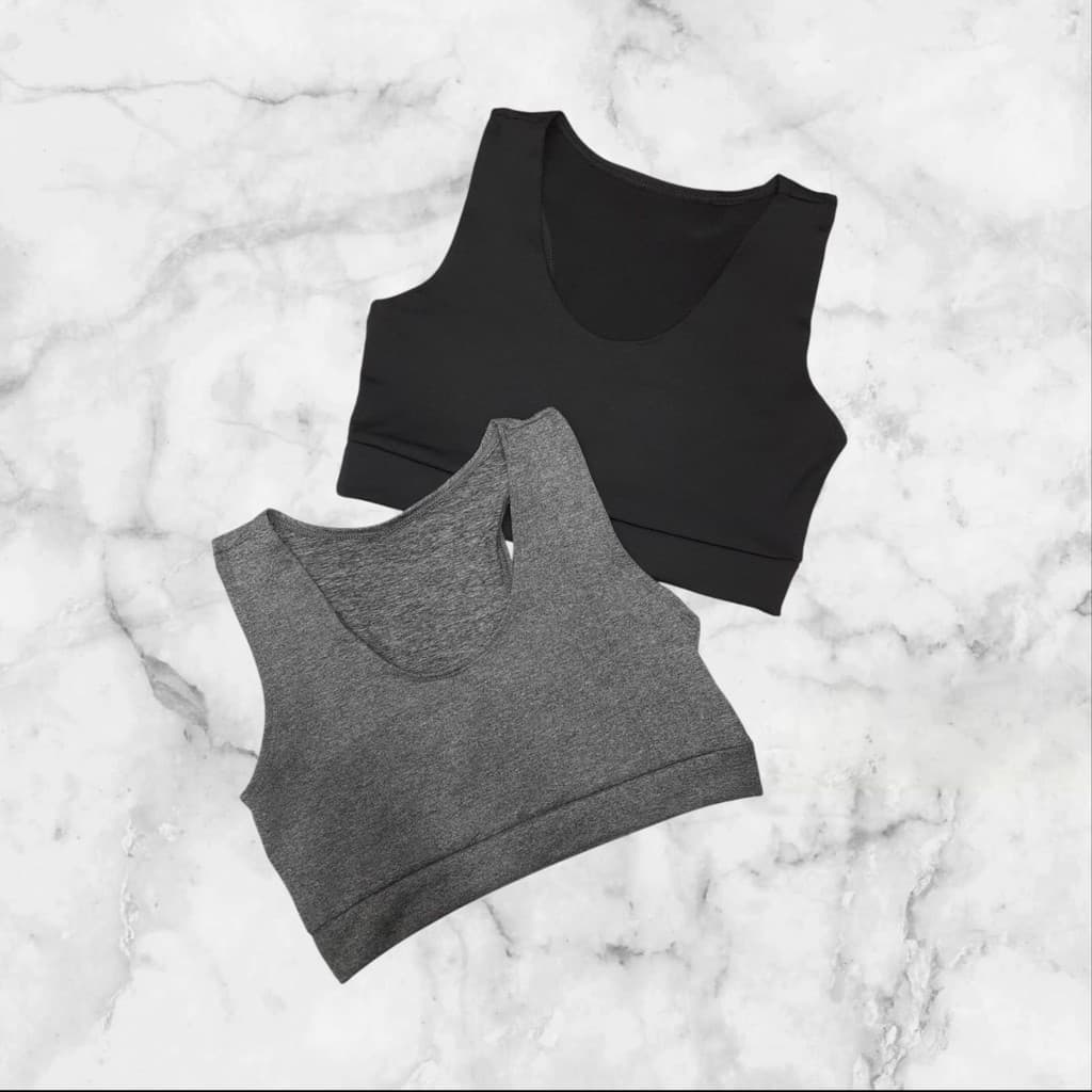 Kit 2 Top Nadador Feminino Sem Bojo Preto e Cinza Fitness Academia Verão Confortável