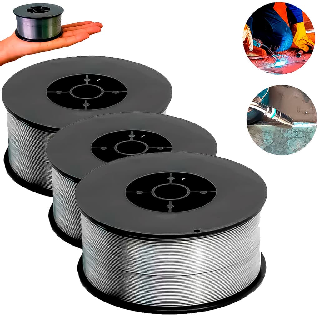 Kit 3 Arame Solda Mig Sem Gás Tubular E71t-gs Bitola 8mm 1kg Rolo Cromado Embalagem Anti Oxidante
