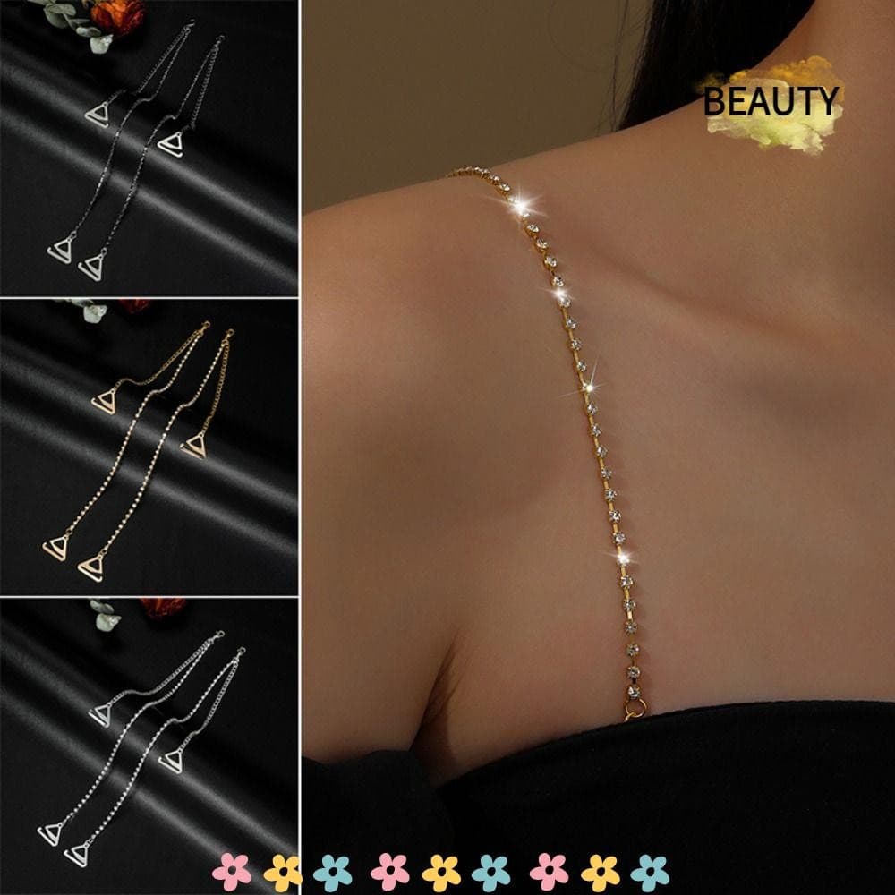 BEAU Alças De Sutiã Com Strass , Alça De Ombro Ajustável Removível ,-O