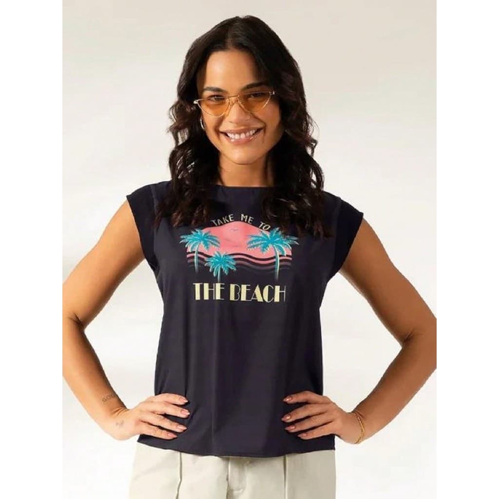 Blusa Com Estampa The Beach _CATIVA