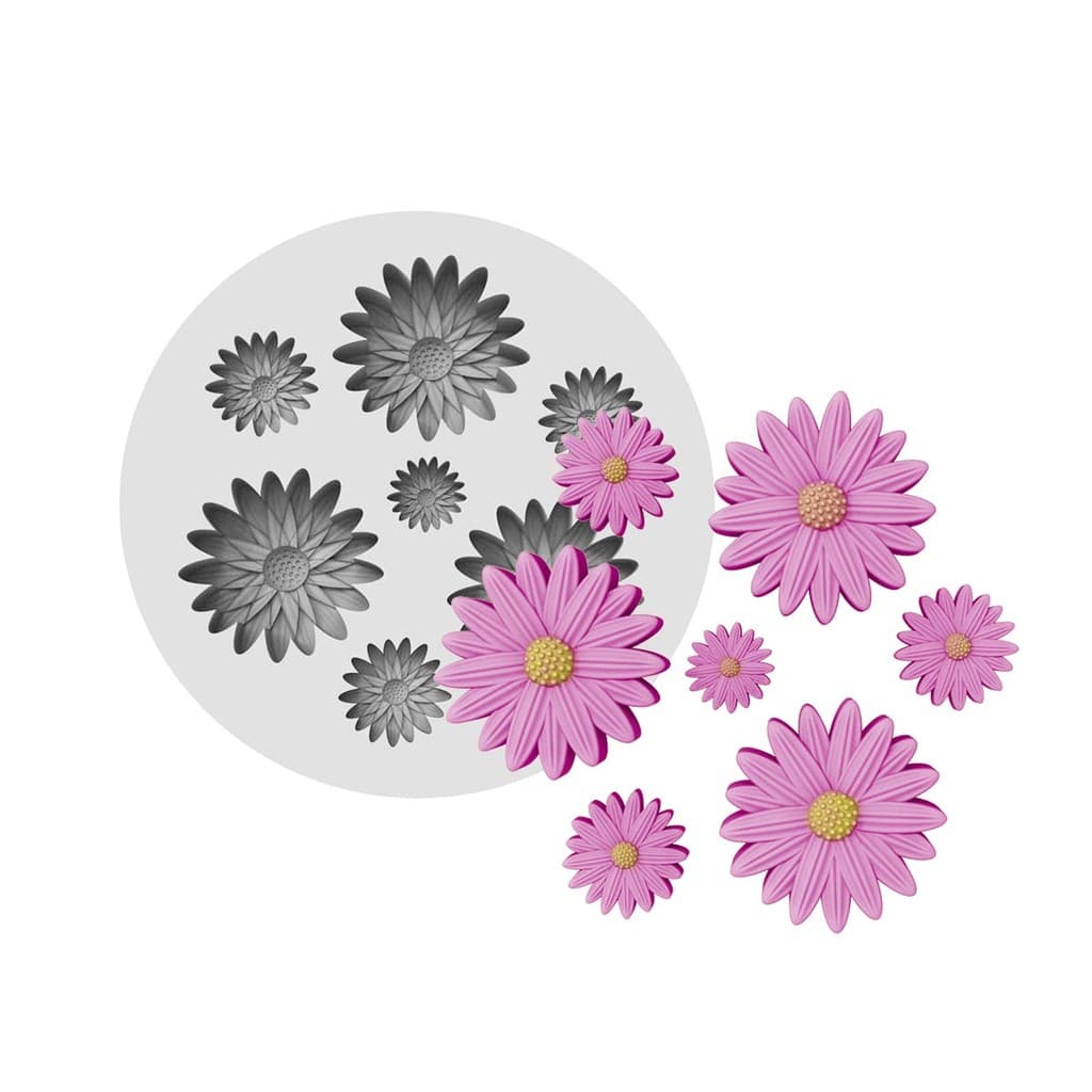 Forma de Silicone Mini Margaridas 7 Cavidades | Lembrancinha | Velas | Sabonetes Artesanais