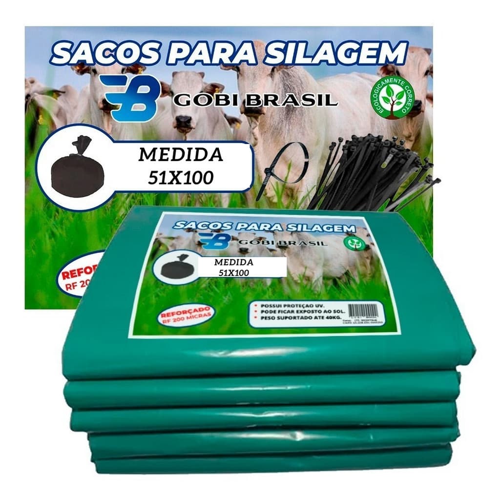 Saco de Silagem Gobi Brasil - Verde - 100 uni + 100 Abç