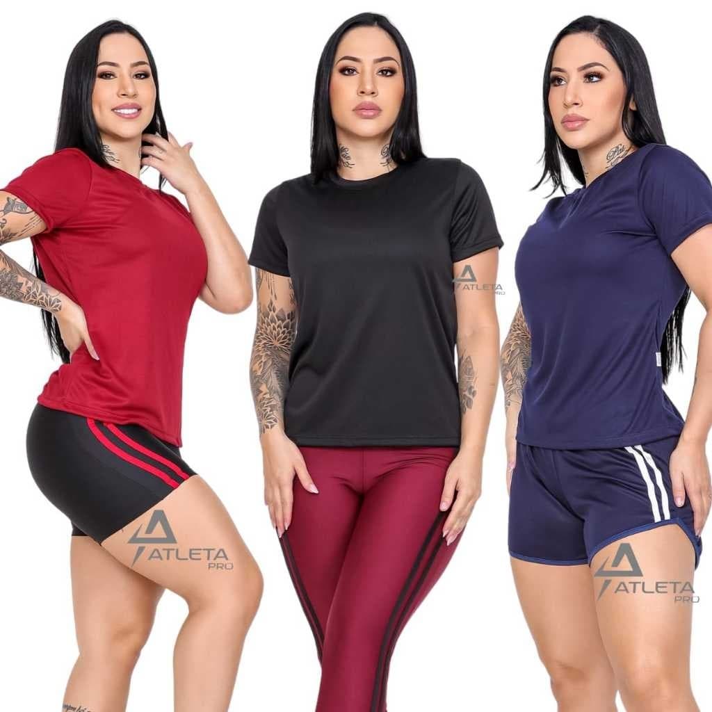 Camiseta Feminina Manga Curta Dry Fitness Para Treino Academia e Corrida