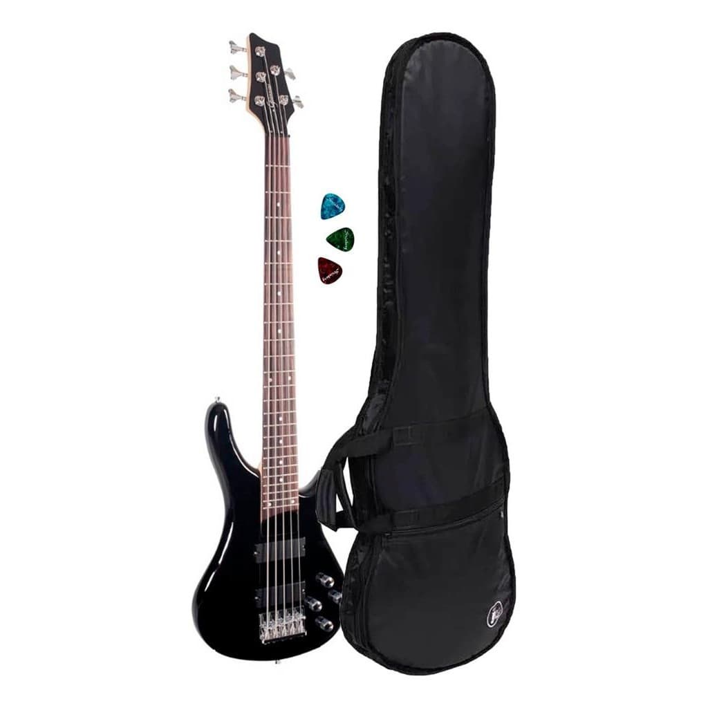 Kit Contra Baixo Giannini 5c Ativo Gb205 Bkpreto/capa+paleta