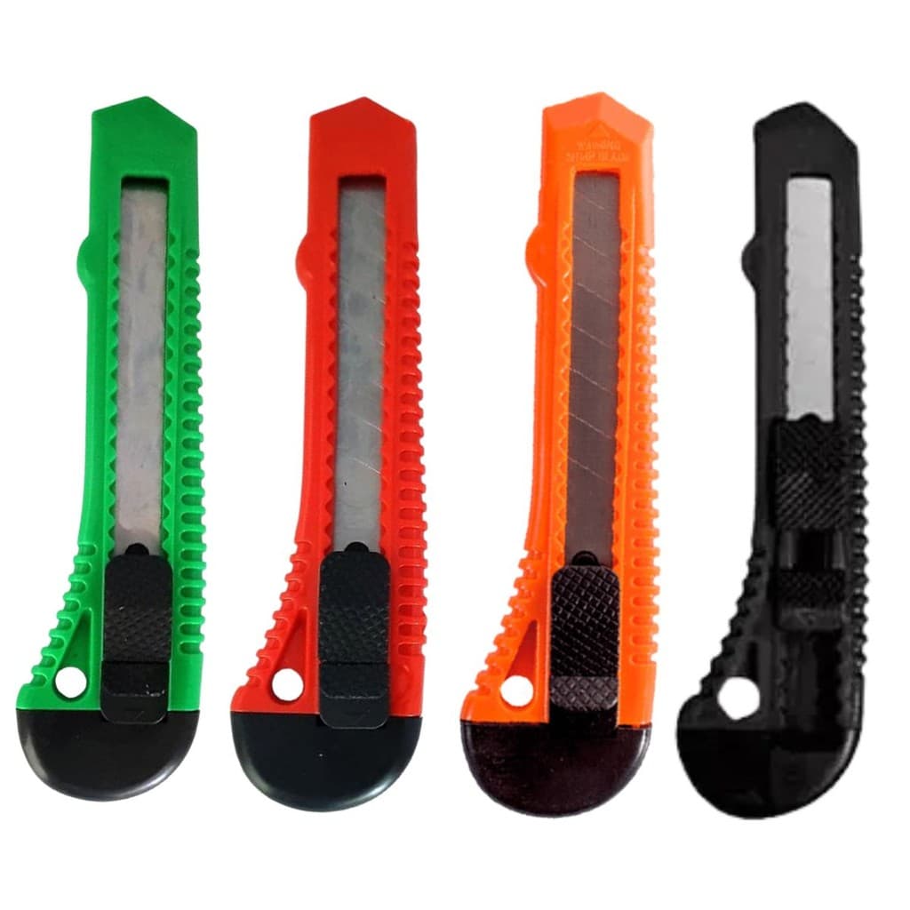 ESTILETE ESCOLAR LARGO EM PLASTICO LAMINA 18MM CORES - LEONORA