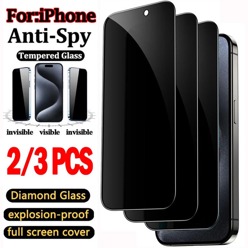2/3 PCS Protetor De Tela De Privacidade Para iPhone 17 16 15 14 13 12 11 Pro Max [Antiespião] [Fácil Instalação Sem Bolh