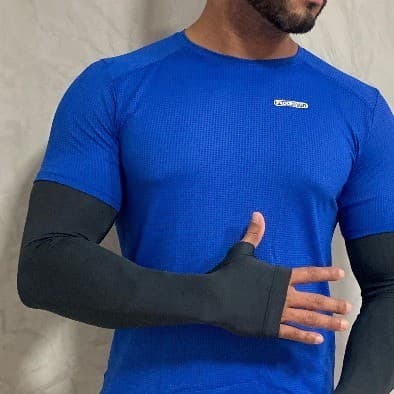 Par Manguito com Dedo Manga Proteção Solar UV50+ Ciclista Motoboy Esportes em Geral