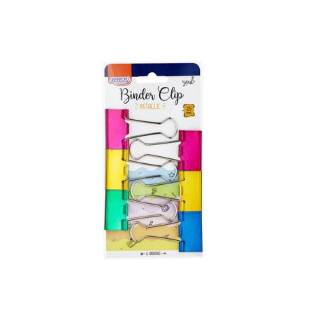 Clips Para Papel Binder 25mm Blister Com 6 Unidades Metalizado