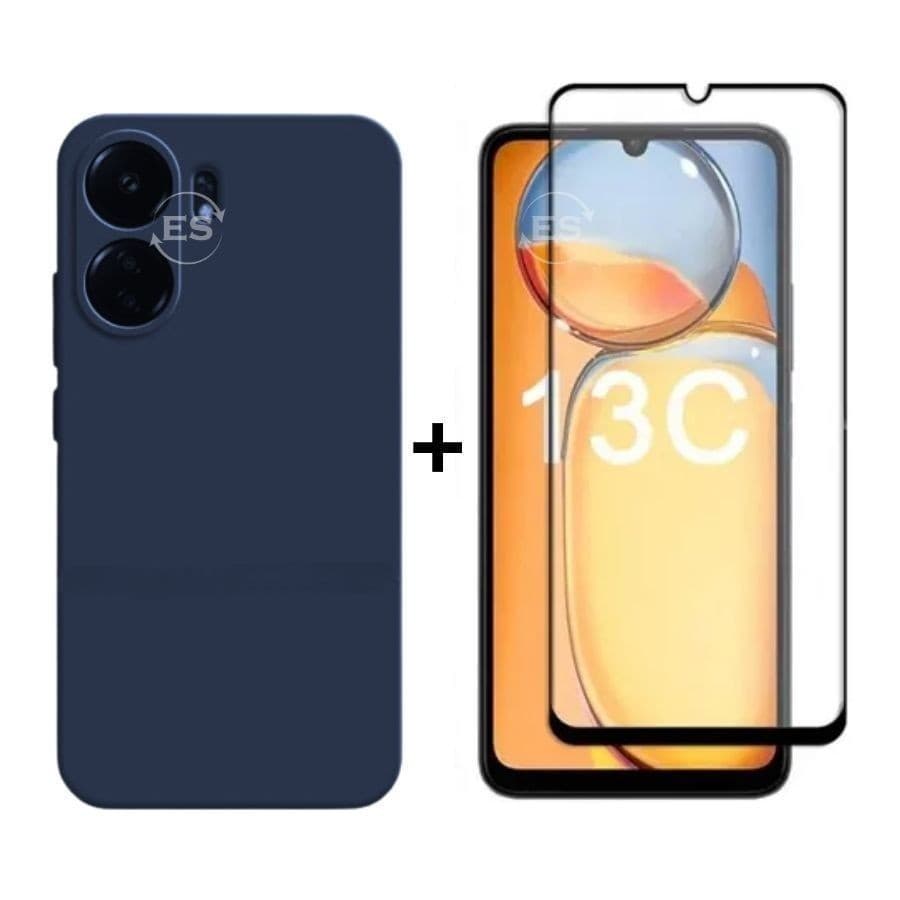 Kit 2em1 Compativel Com Xiaomi Redmi 13C - Case + Pelicula de Vidro Temperado 3D