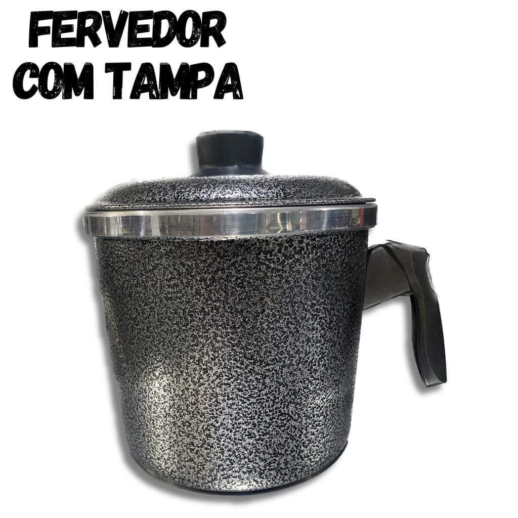 Leiteira Canecão Fervedor  Em Aluminio Polido e Craqueado Com Tampa N12-14-16