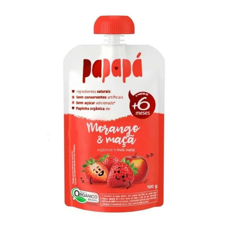 Papinha Papapa Organica Maca e Morango 100G