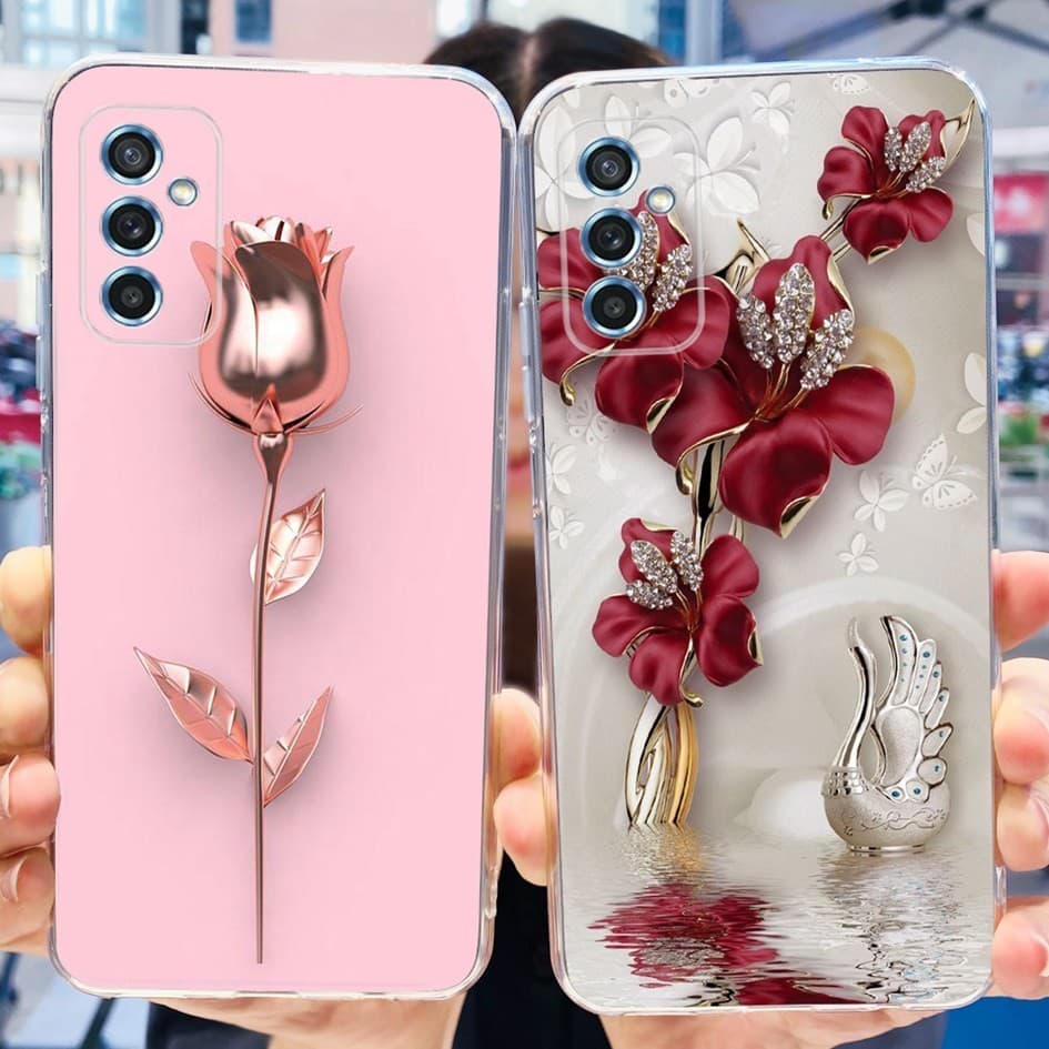 Capa Macia Para Samsung Galaxy M52 5G Caixa SM-M526BR Novo Design Fashion Flower À Prova De Choque Bumper