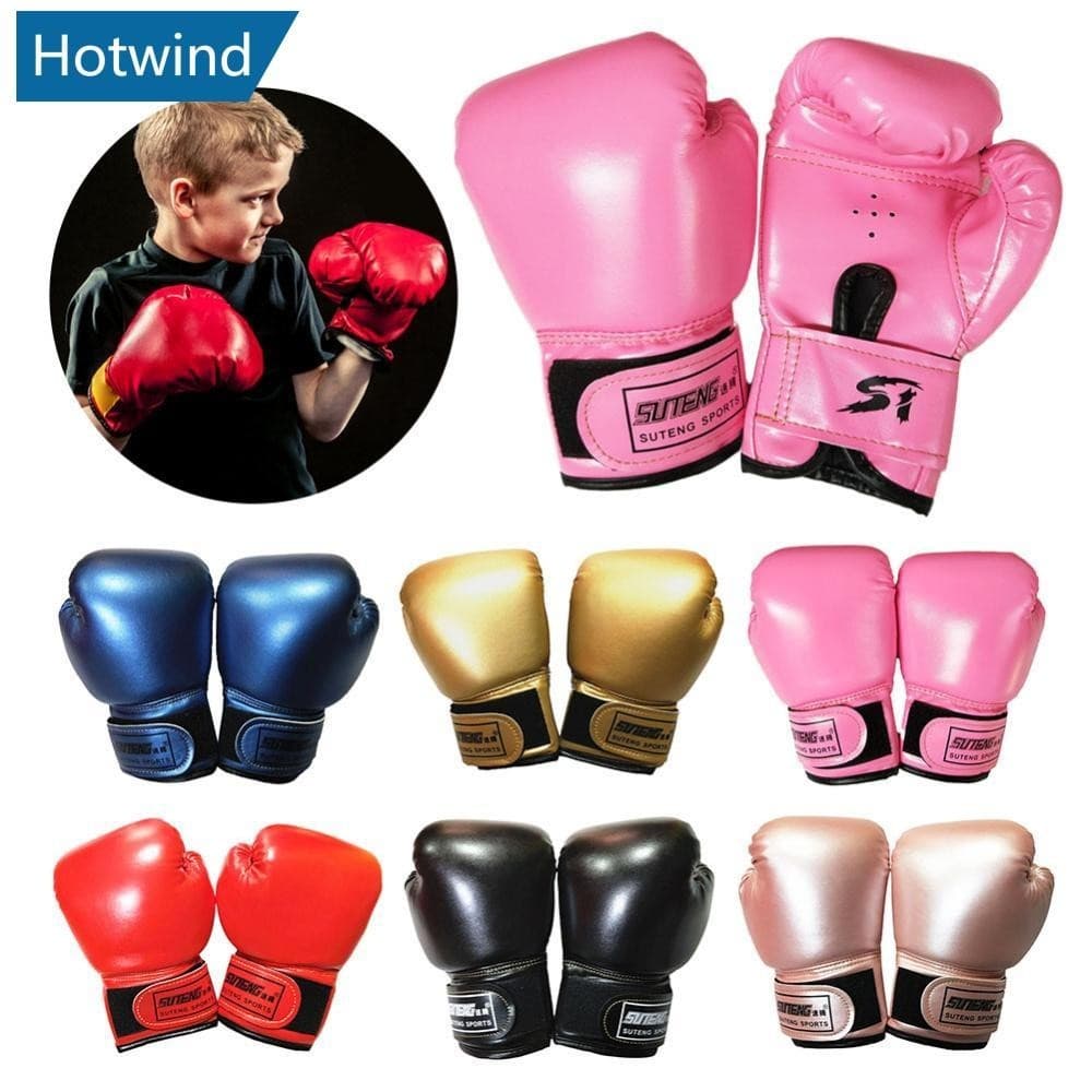 HW 1 Par Crianças Treinamento De Boxe Luvas De Luta Couro Do Plutônio Respirável Muay Thai Sparring Perfuração Karate Ki