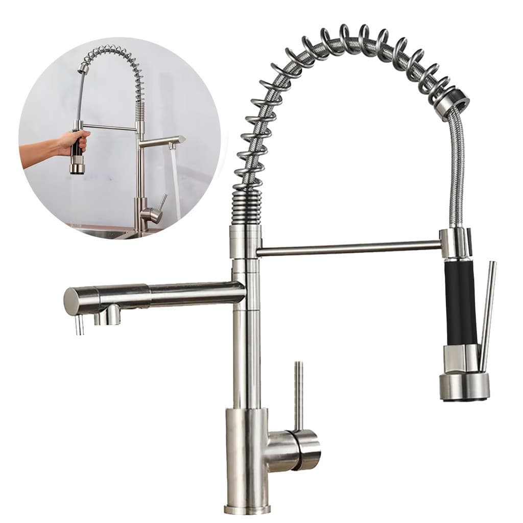 Torneira Gourmet De Cozinha Monocomando Inox Escovado Luxo