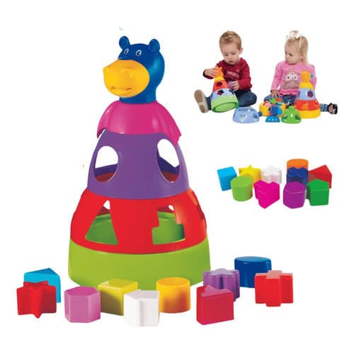 Brinquedo Bebê Menino E Menina Hipopótamo Didática Encaixe