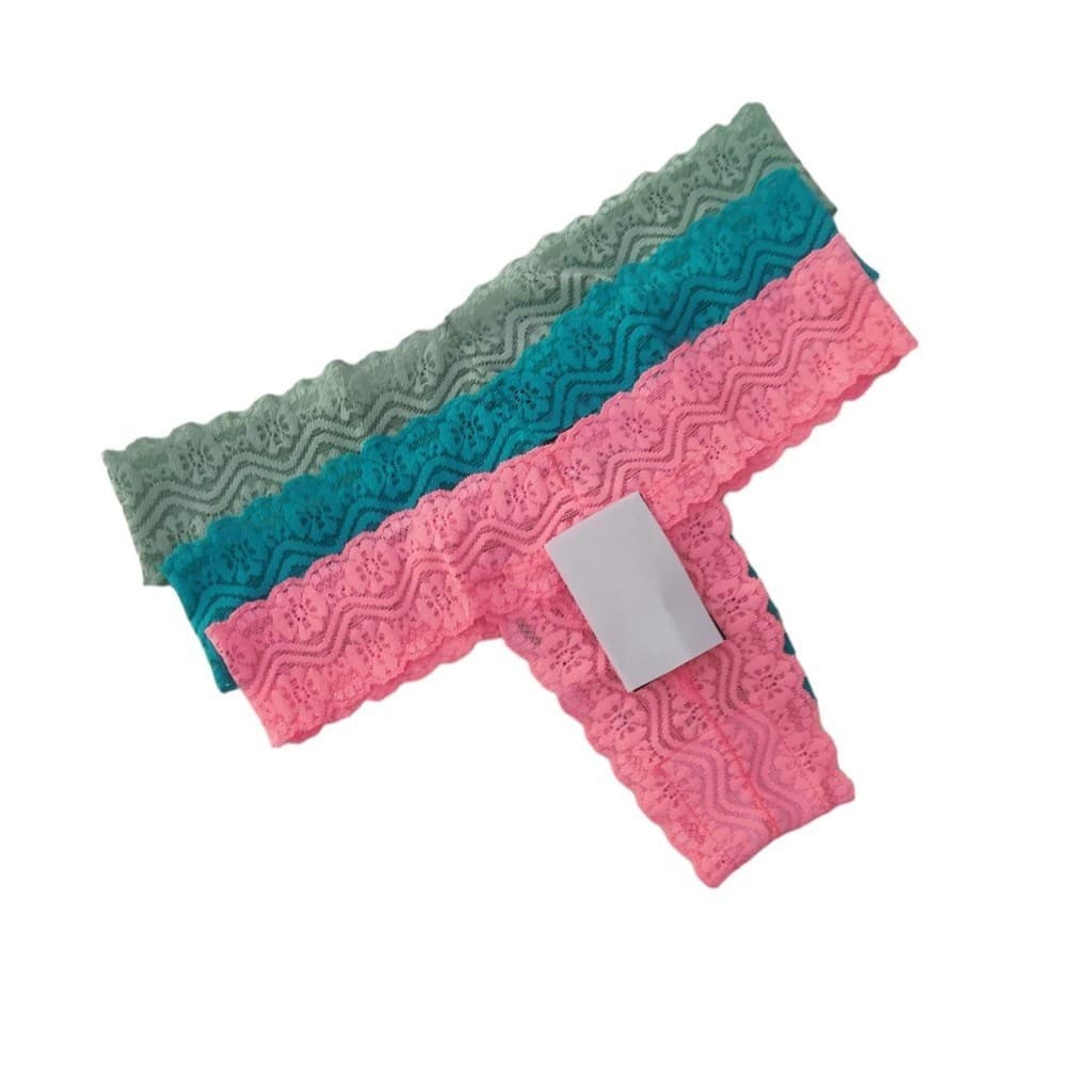 Kit 3 Calcinhas Tanga Cavada Rendada Conforto Alta Qualidade Forro De Algodão