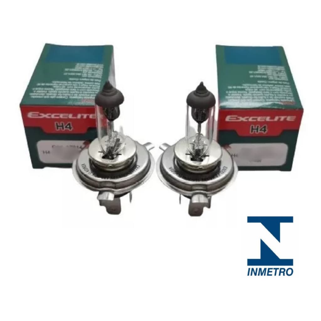 Kit Par de Lampadas de Farol H4 Halogena Automotiva H4 60/55w 12v Excelite