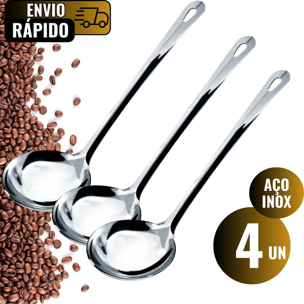 Conjunto 4 Unidades de Concha De Feijão Sopa em Aço Inox Premium Para Caldos Molhos Restaurante