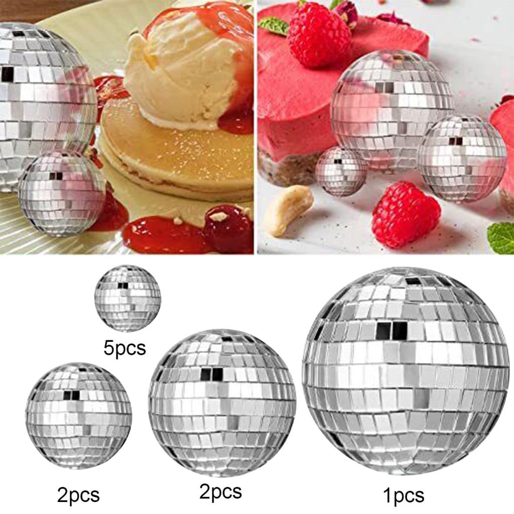 Zaylily10 Unidades Mini Espelho Bola De Discoteca Luz De Palco Reflexiva Rotativa Brilhante Prata Vidro Feliz Aniversári