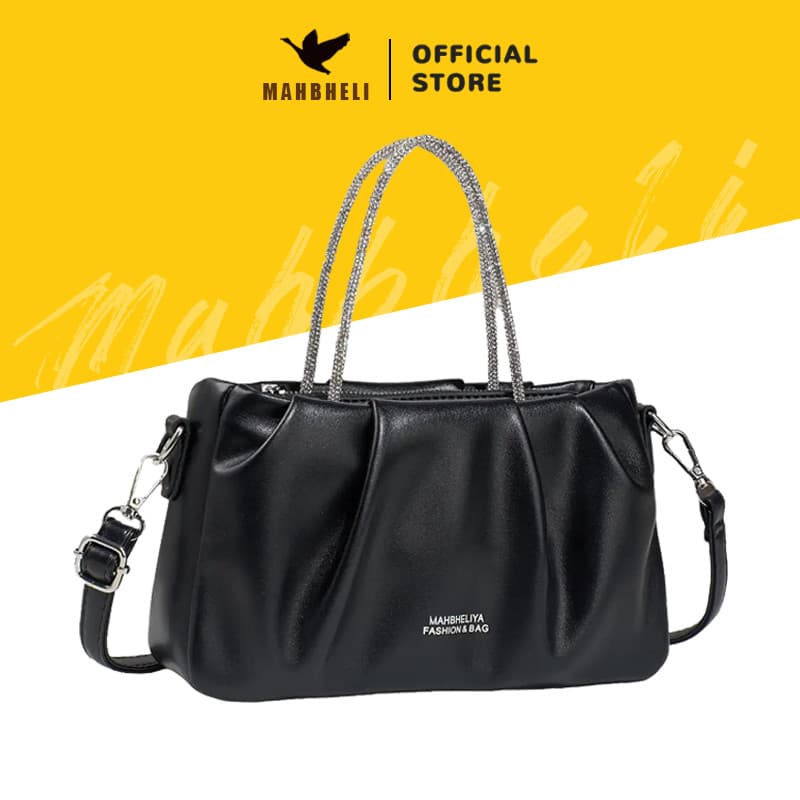 MAHBHELI Bolsa Feminina Nuvem com Detalhes Plissados Bolsa de Mão Quadrada Transversal ou Ombro
