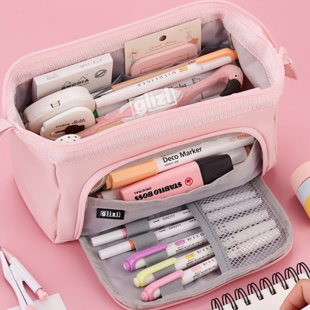 Estojo Bag Grande 120 Pens / Estojo Escolar / Necessaire Grande Com Alça e Bolso Lateral / Estojo MakeUp