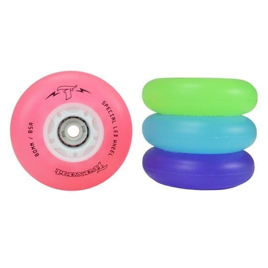 kit  Jogo Completo com 4 Rodas para Patins Led special Mix Coloridas 80mm Traxart
