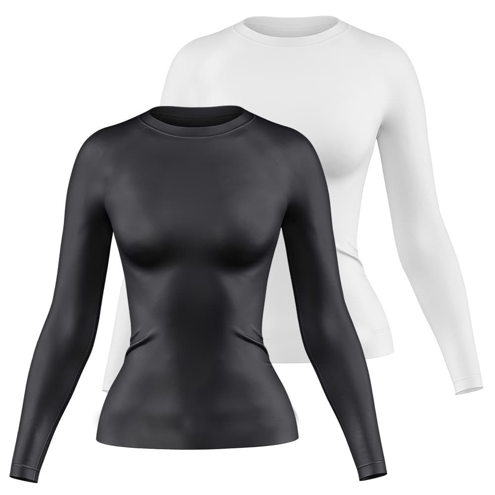 Kit 2 Camisetas Manga Longa Feminina Dry Proteção UV Básica Lisa Academia Treino Fitness