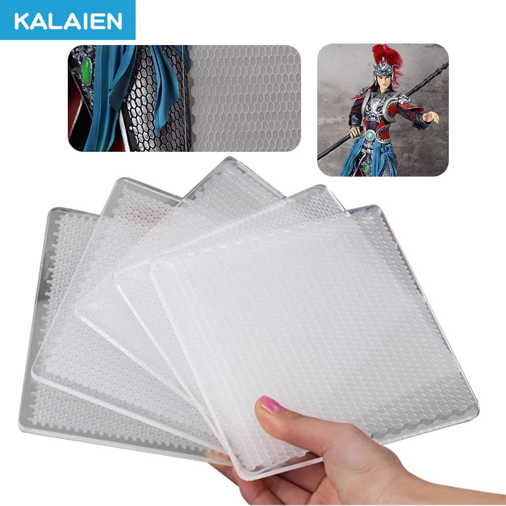 KALAIEN 5 New Pattern Large Size Acrylic Fondant Mold Armor Pattern 15*15cm DIY Polymer Clay,Dough Modelling Easy Releas