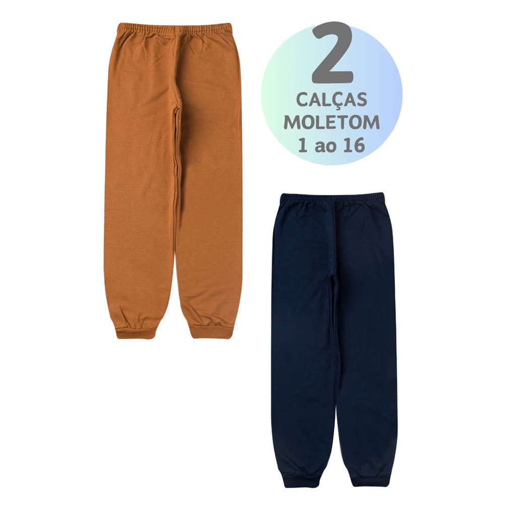 2 Calças Juvenil Moletom Infantil Menino Menina Calça Inverno Peluciada 1 ao 16